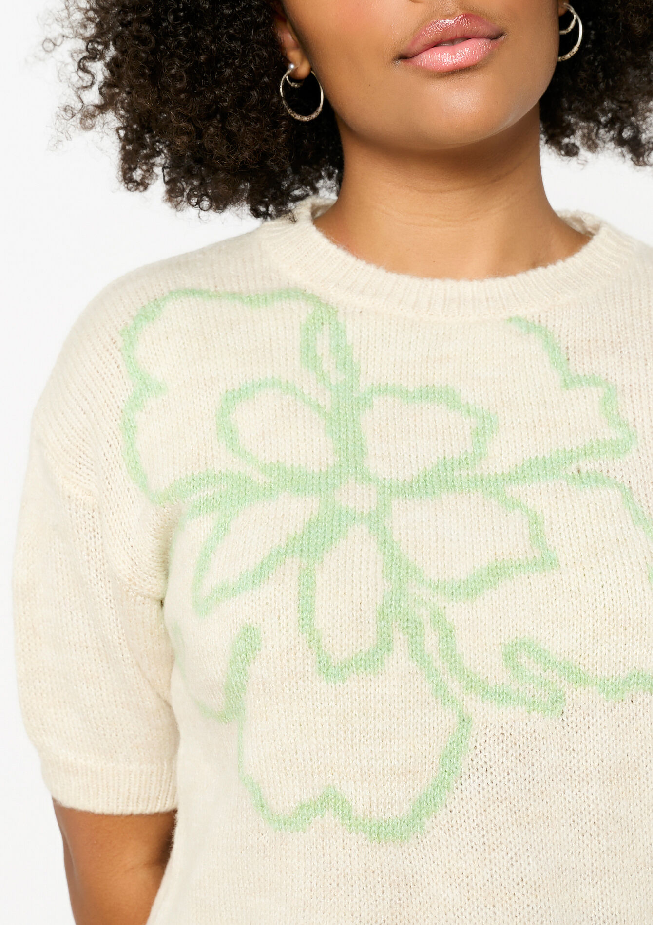 Pull avec grande fleur, Pull avec grande fleur - VANILLA WHITE - 04006878_1013