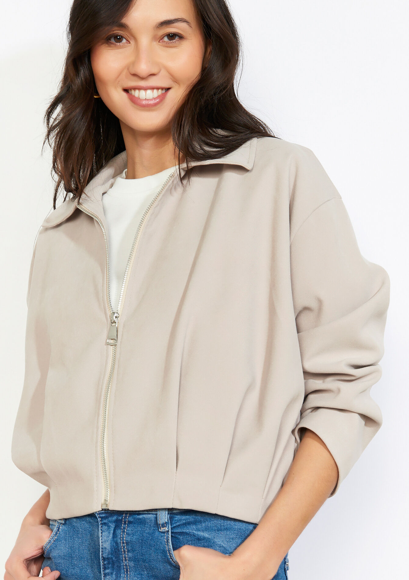 Zachte blousejas - LT BEIGE - 09101175_2527