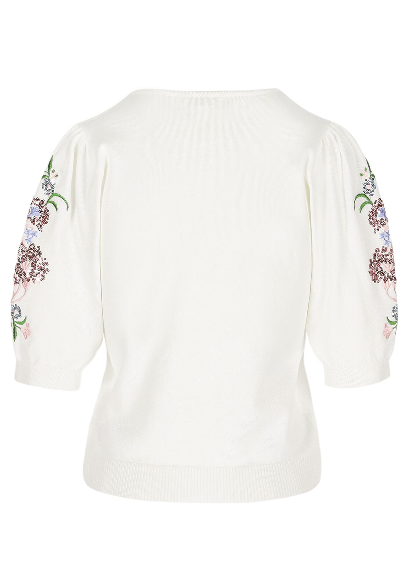 Trui met geborduurde bloemen - OFFWHITE - 04007221_1001