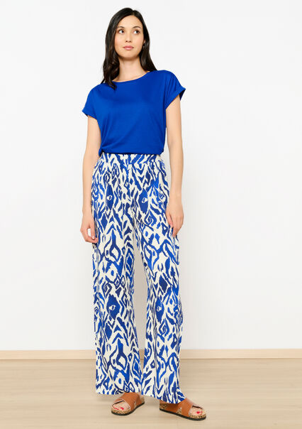 Trousers with ikat print - ELECTRIC BLUE - 06600846_1619