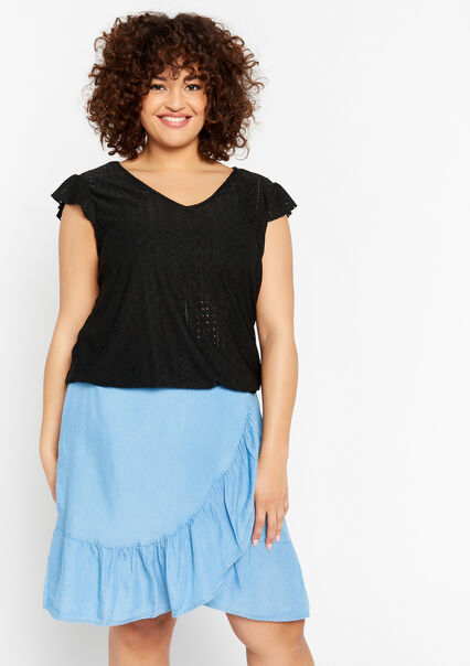 T-shirt with broderie anglaise - BLACK - 02301386_1119
