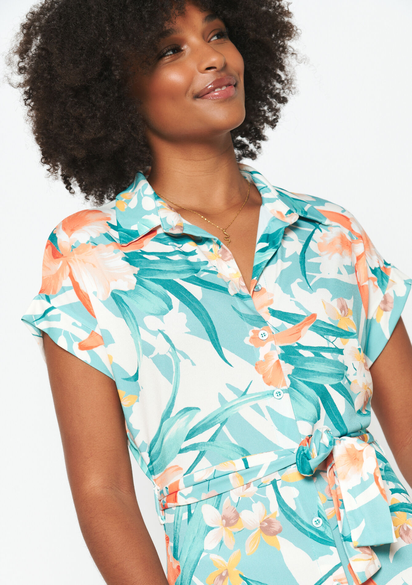 Hemdjurk met bladerprint, Hemdjurk met bladerprint - BLUE LAGOON - 08103639_2521