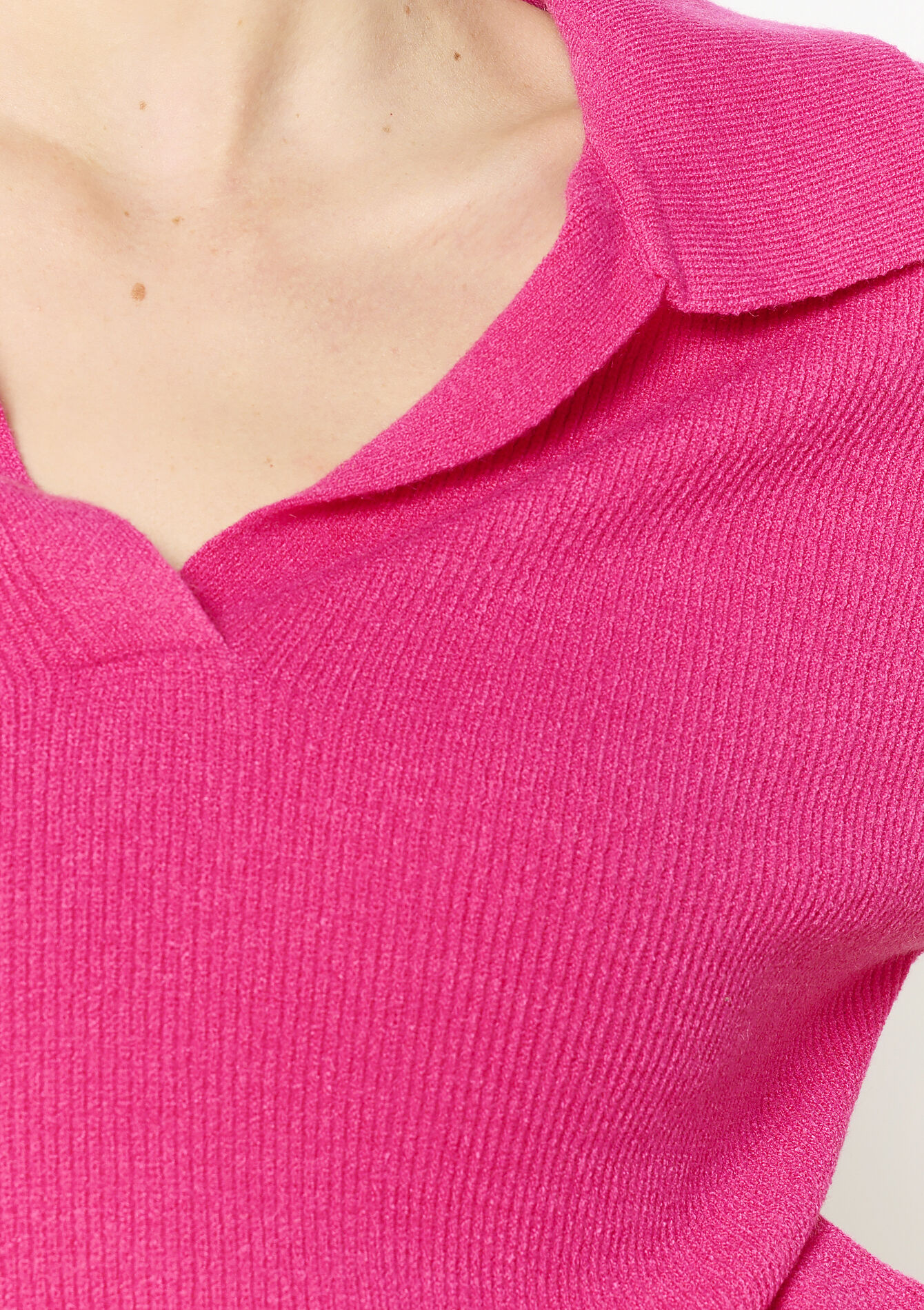 Soft knit polo sweater, Soft knit polo sweater - FUCHSIA - 04006962