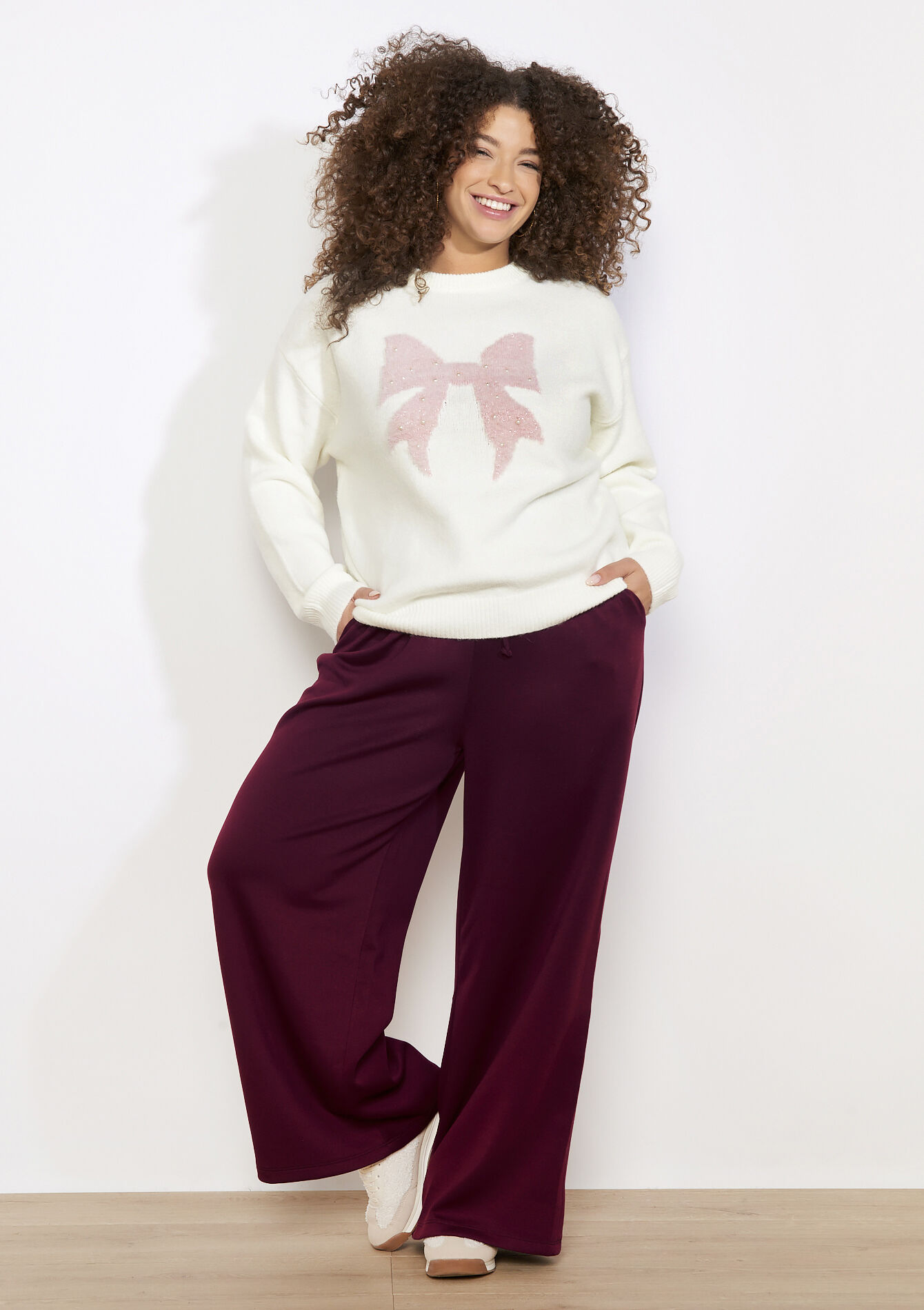 Trui met paillettenstrik - VANILLA WHITE - 15100390_1013