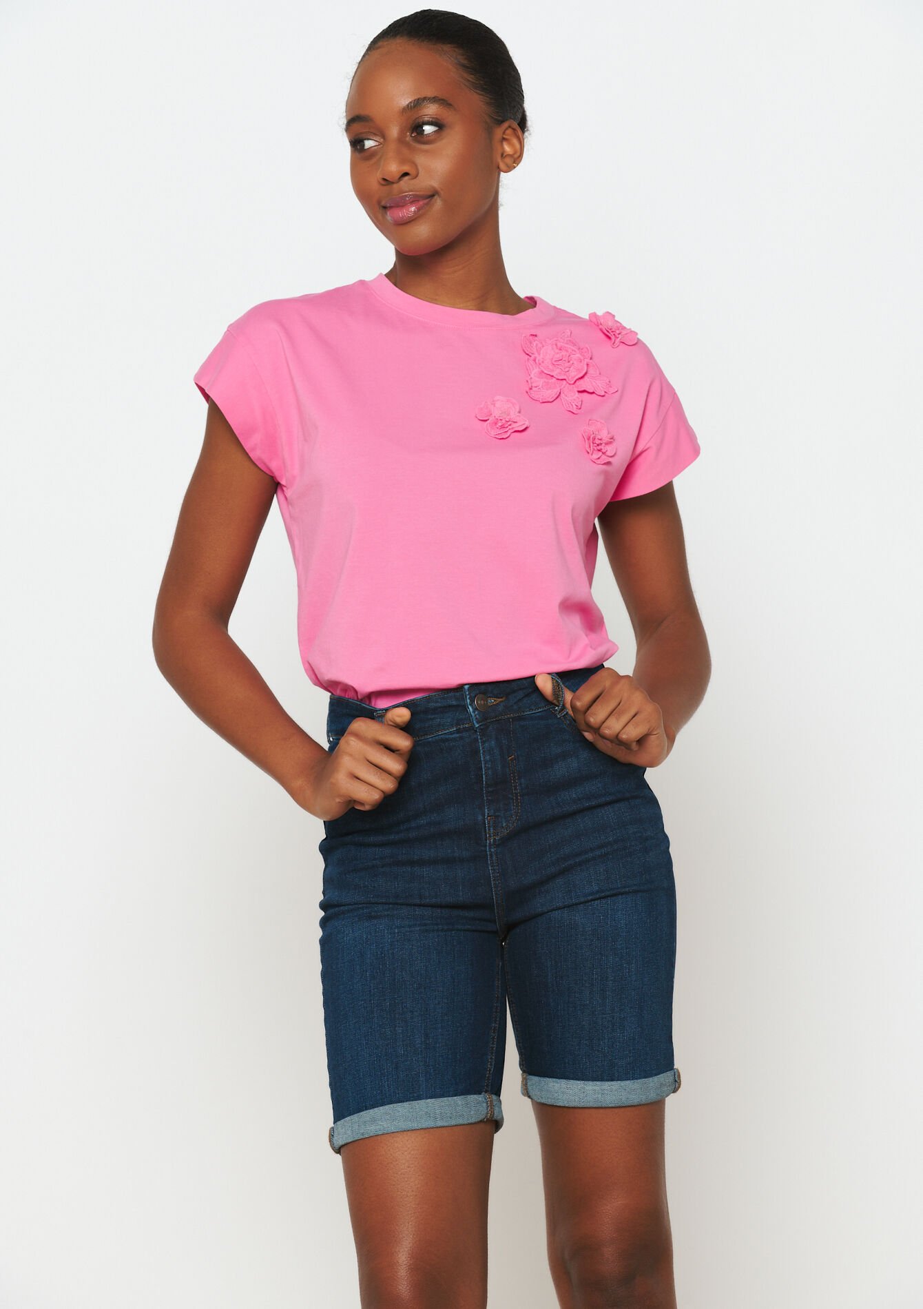 Short long en denim, , back