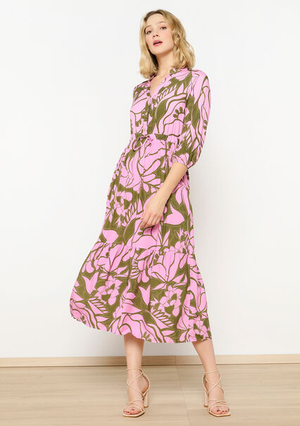 Maxi-jurk met bloemenprint - KHAKI MED - 08602277_4327