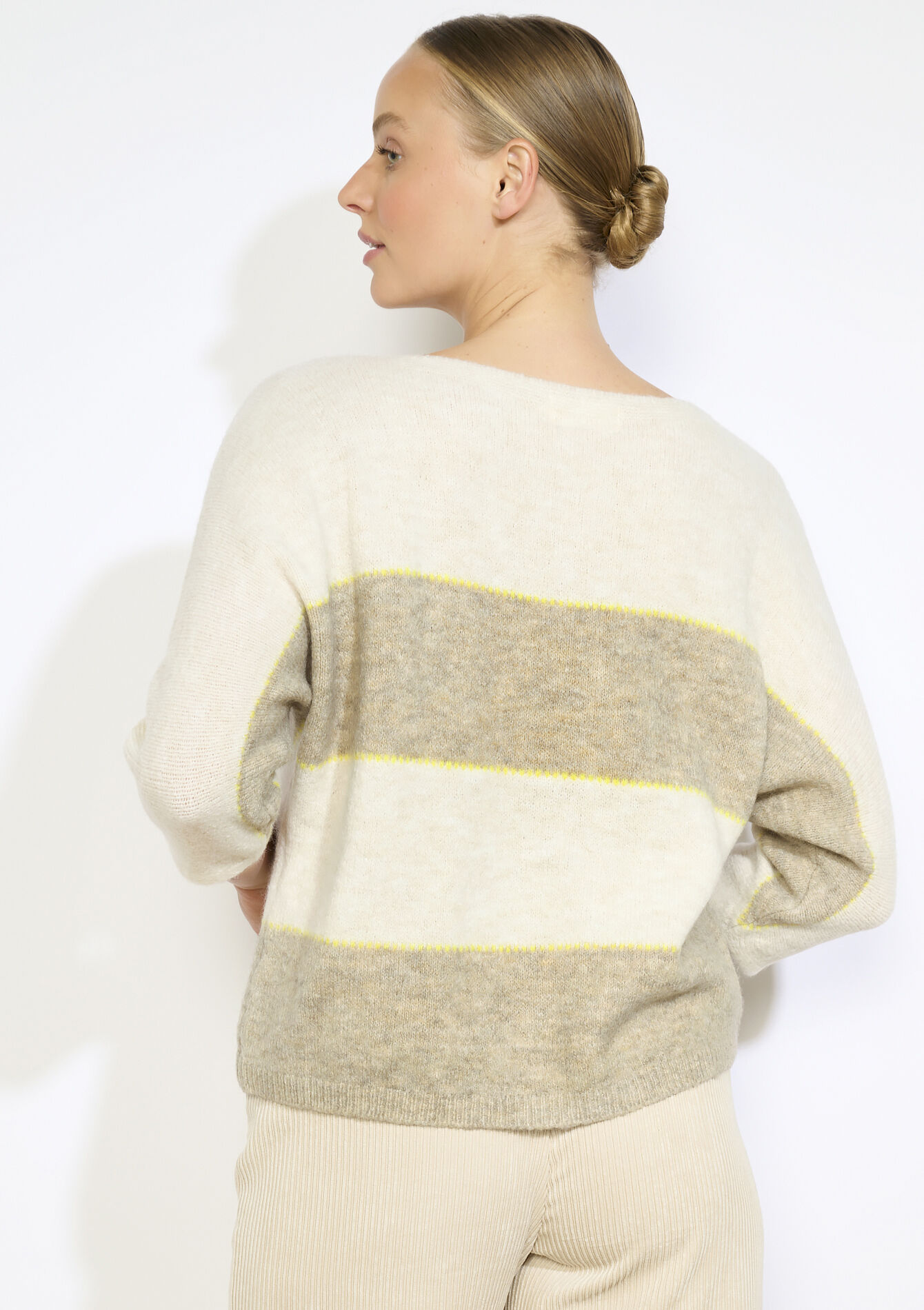 Batwing striped pullover - VANILLA WHITE - 04007040