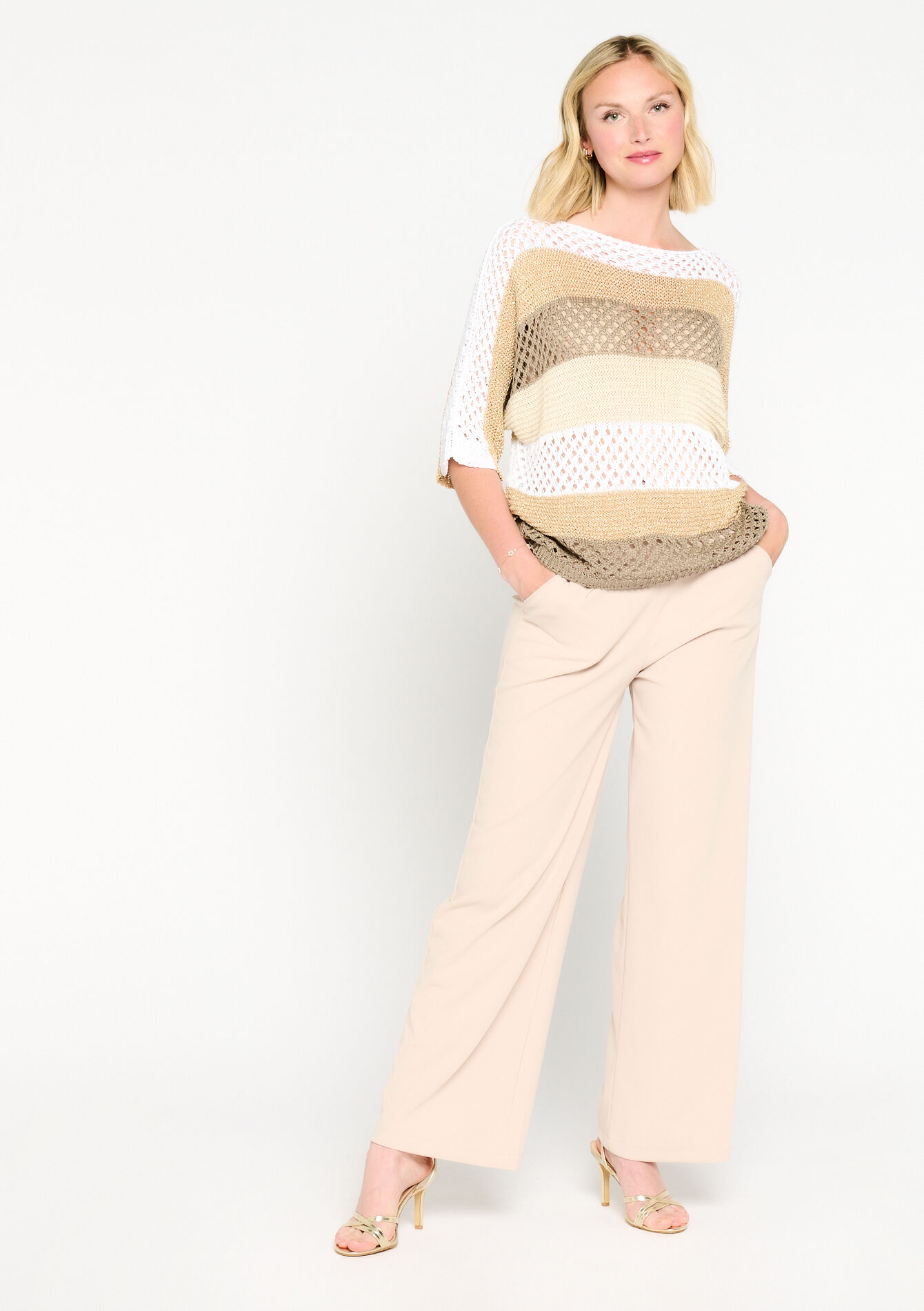 Openwork pullover - TAUPE - 04006218_1021