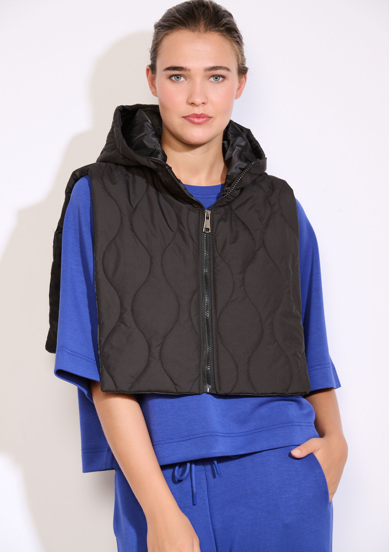 Gewatteerde donskap met kraag, Gewatteerde donskap met kraag, , back