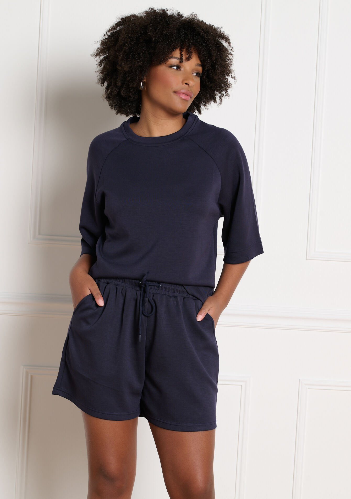 Short fluide taille élastiquée - NAVY BLUE - 15100410_1651