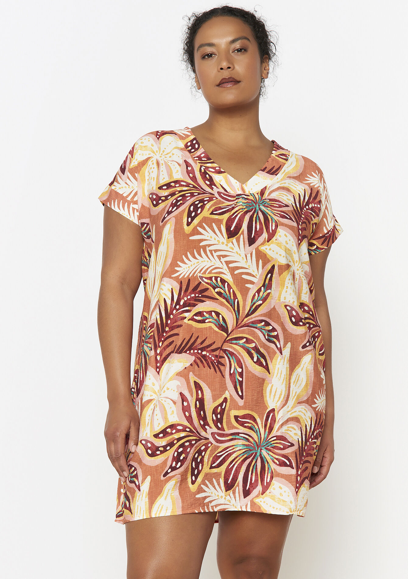 Floral summer dress - TERRACOTTA - 08104113