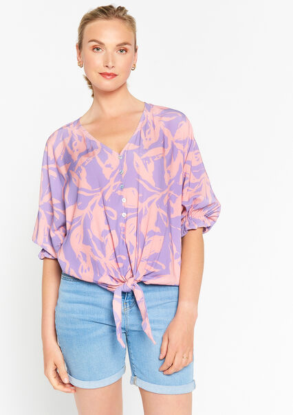Blouse with batwing sleeves - PASTEL LILAC - 05702236_1493