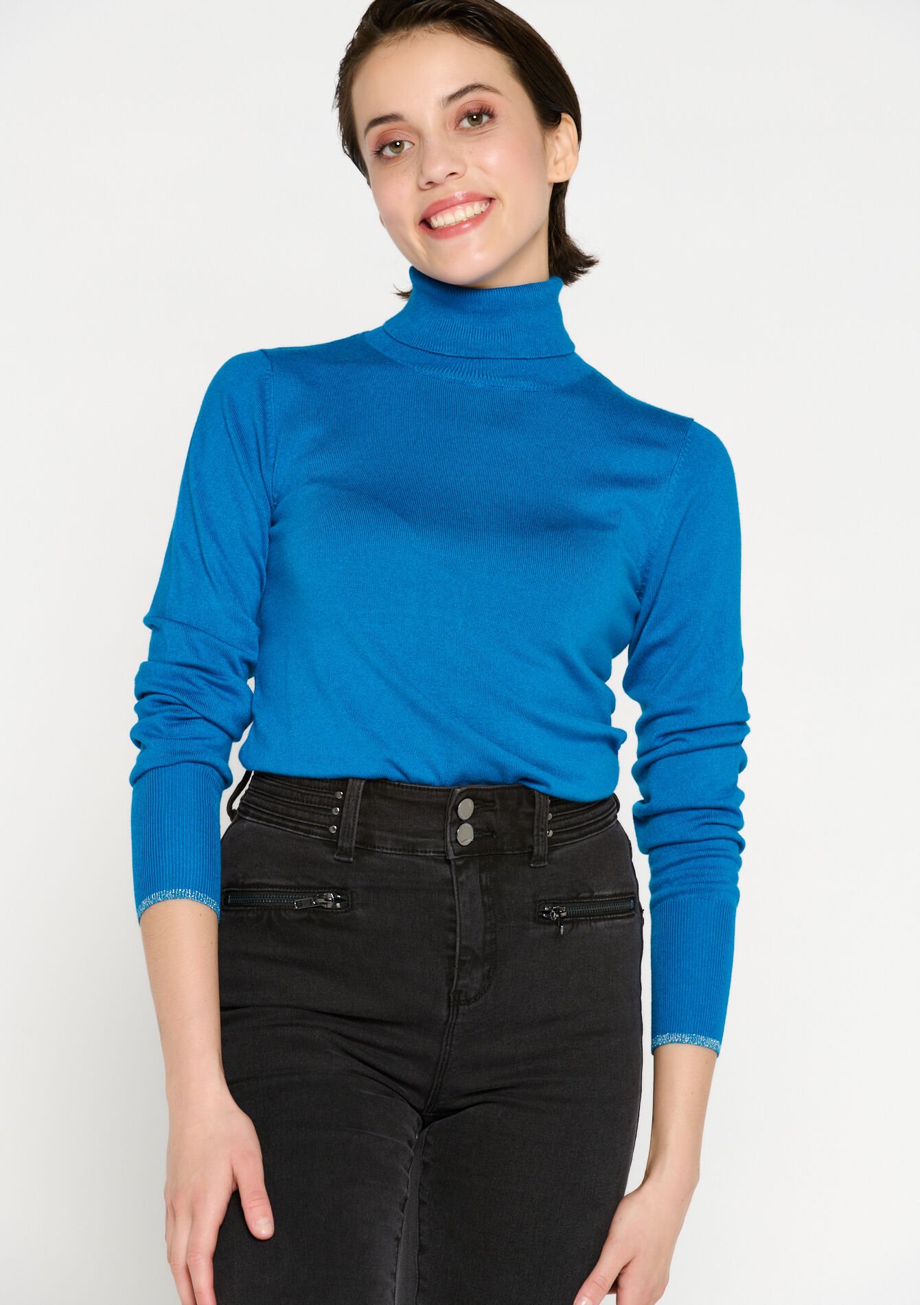 Col roulé uni - TURQUOISE - 04101037_1759