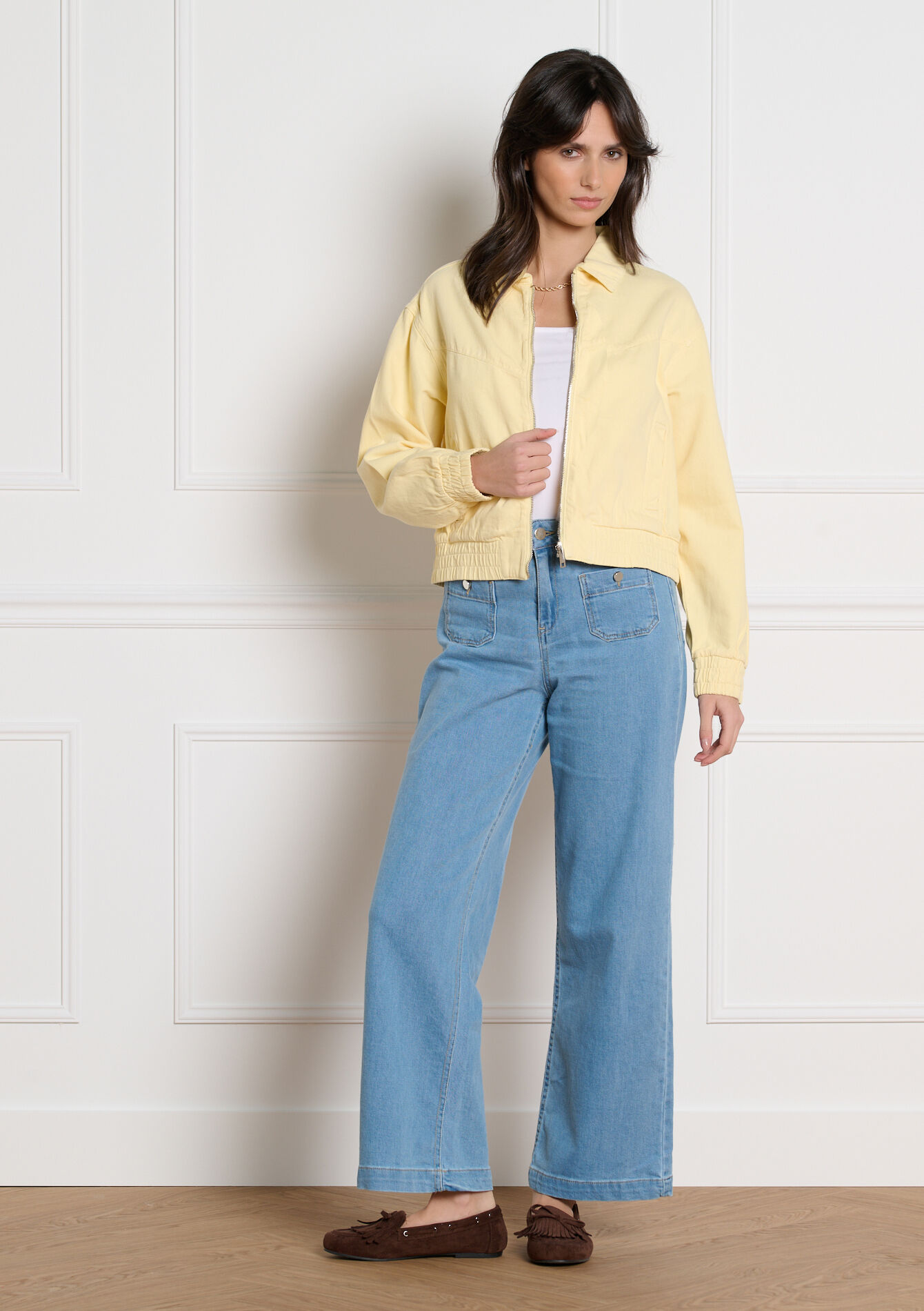 Cropped zip jacket, Cropped zip jacket - YELLOW PASTEL - 09101104_5004