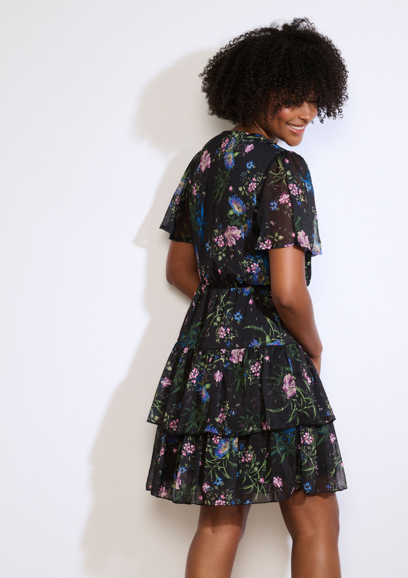 Robe portefeuille fleurie, Robe portefeuille fleurie - BLACK - 08104247_1119