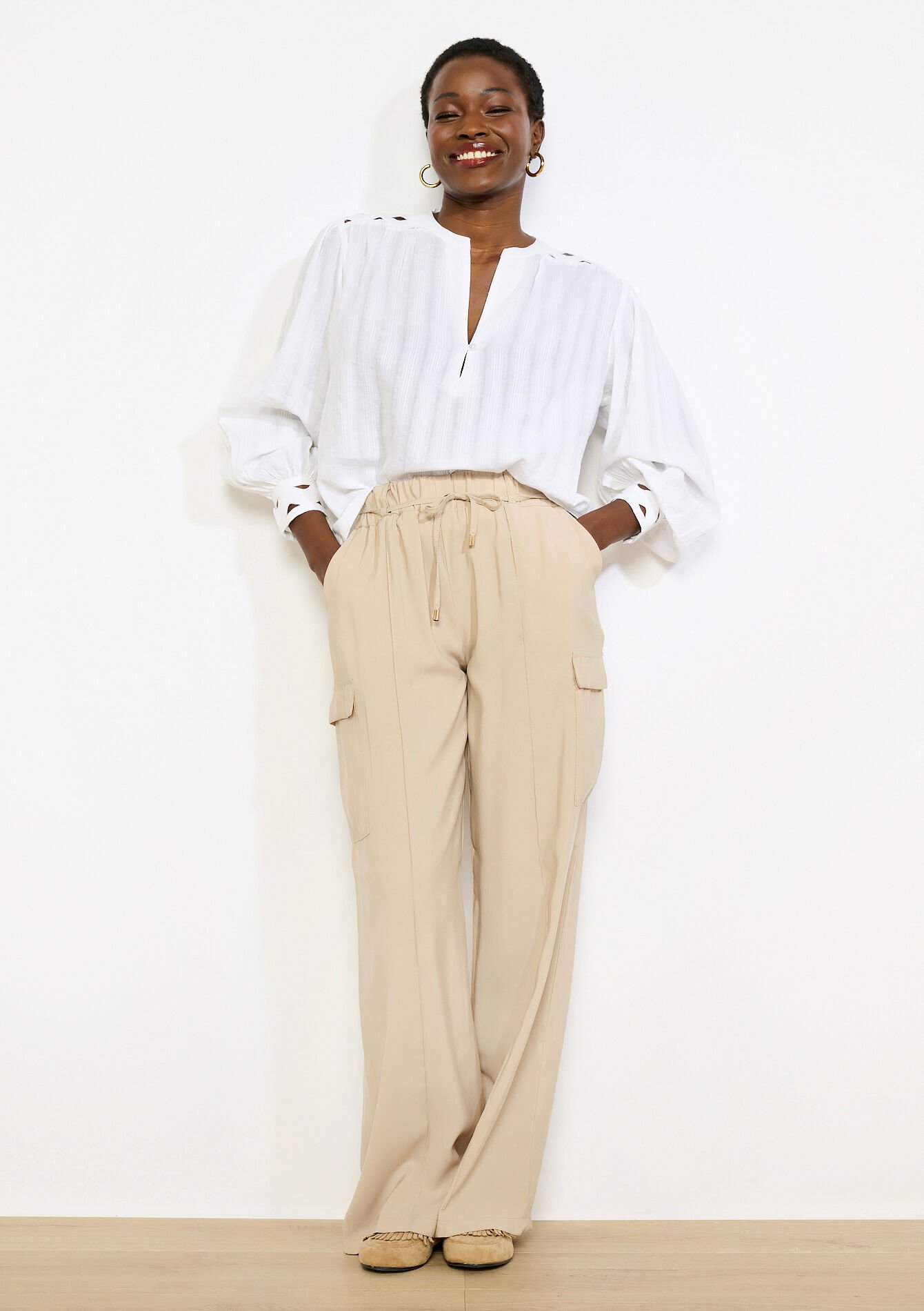 Pantalon cargo fluide, Pantalon cargo fluide, , back