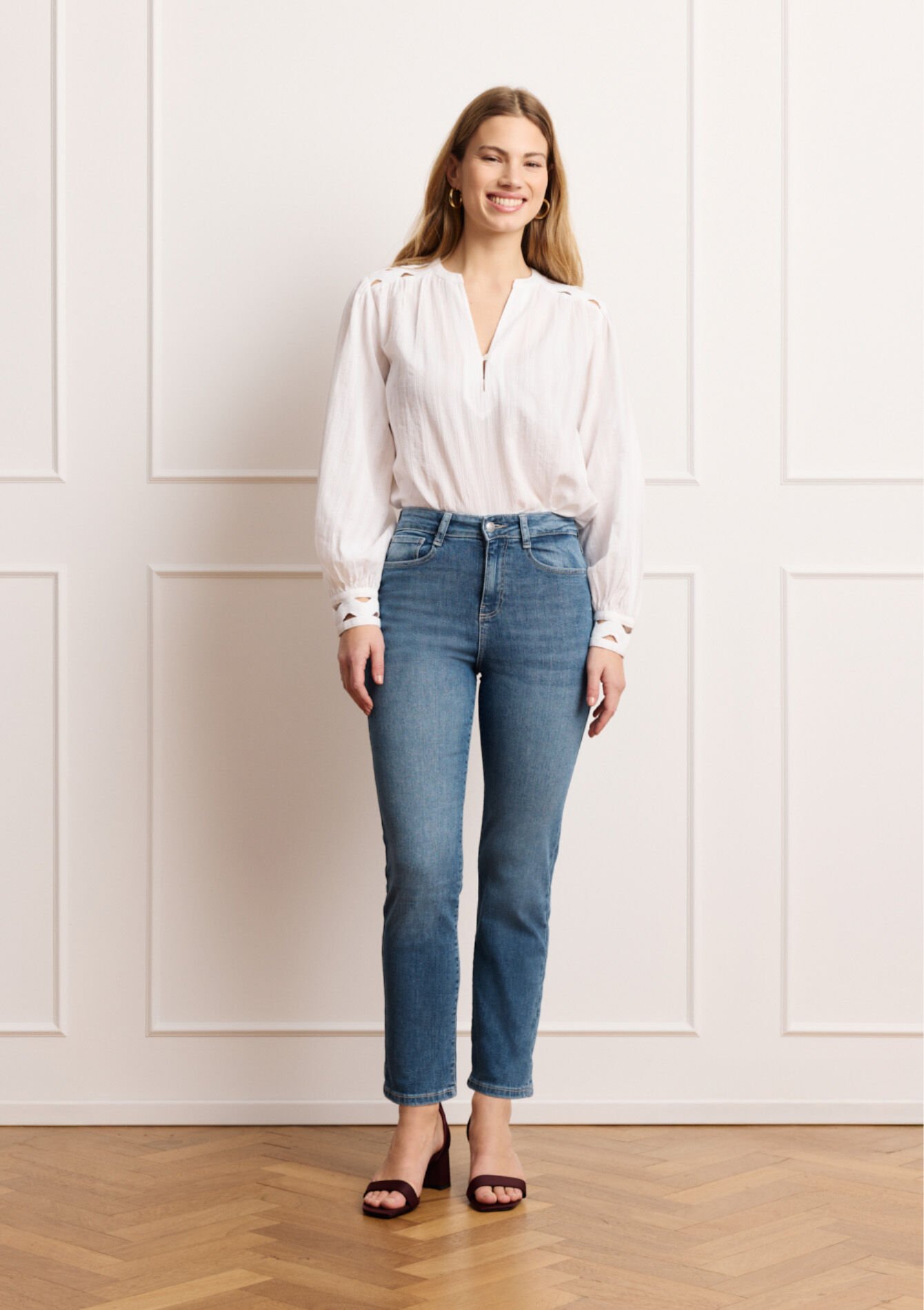 7/8 rechte jeans, , back