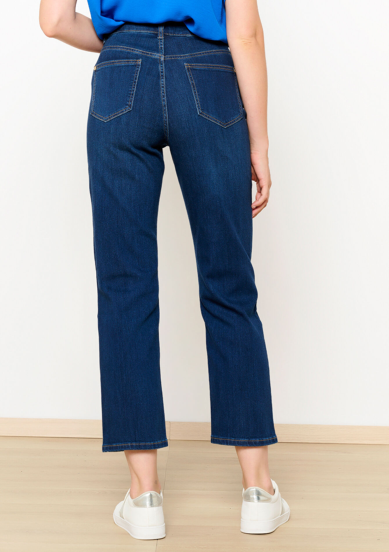 Rechte jeans met hoge taille, Rechte jeans met hoge taille - DARK BLUE - 22000537_0501
