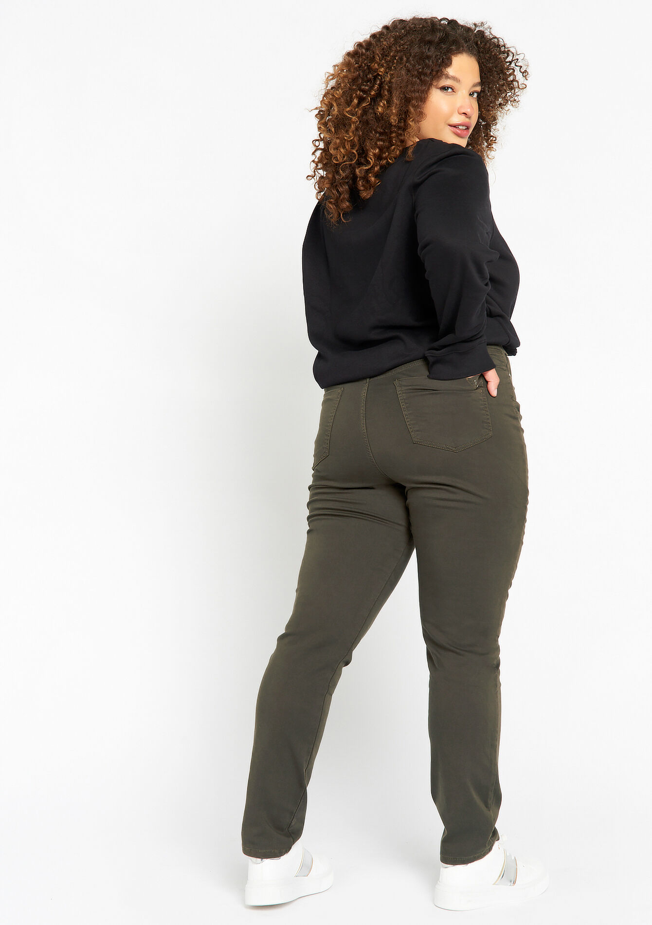 High-waisted skinny trousers, High-waisted skinny trousers - KHAKI DARKY - 1067192