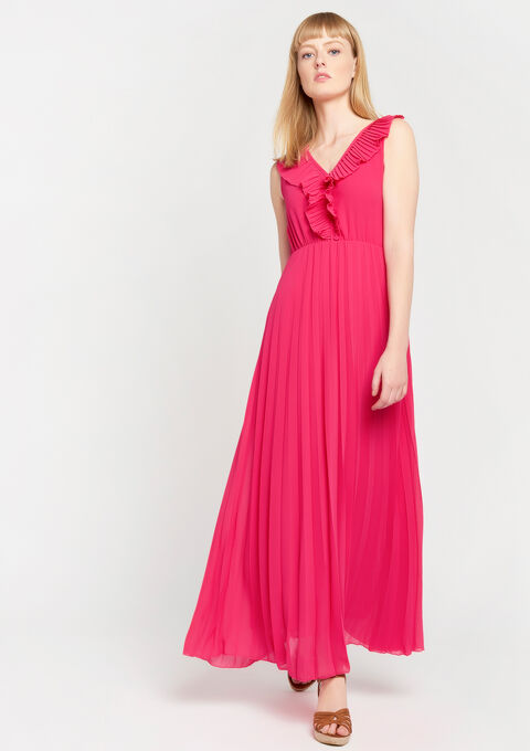 Effen Maxi Jurk Plisse Lolaliza