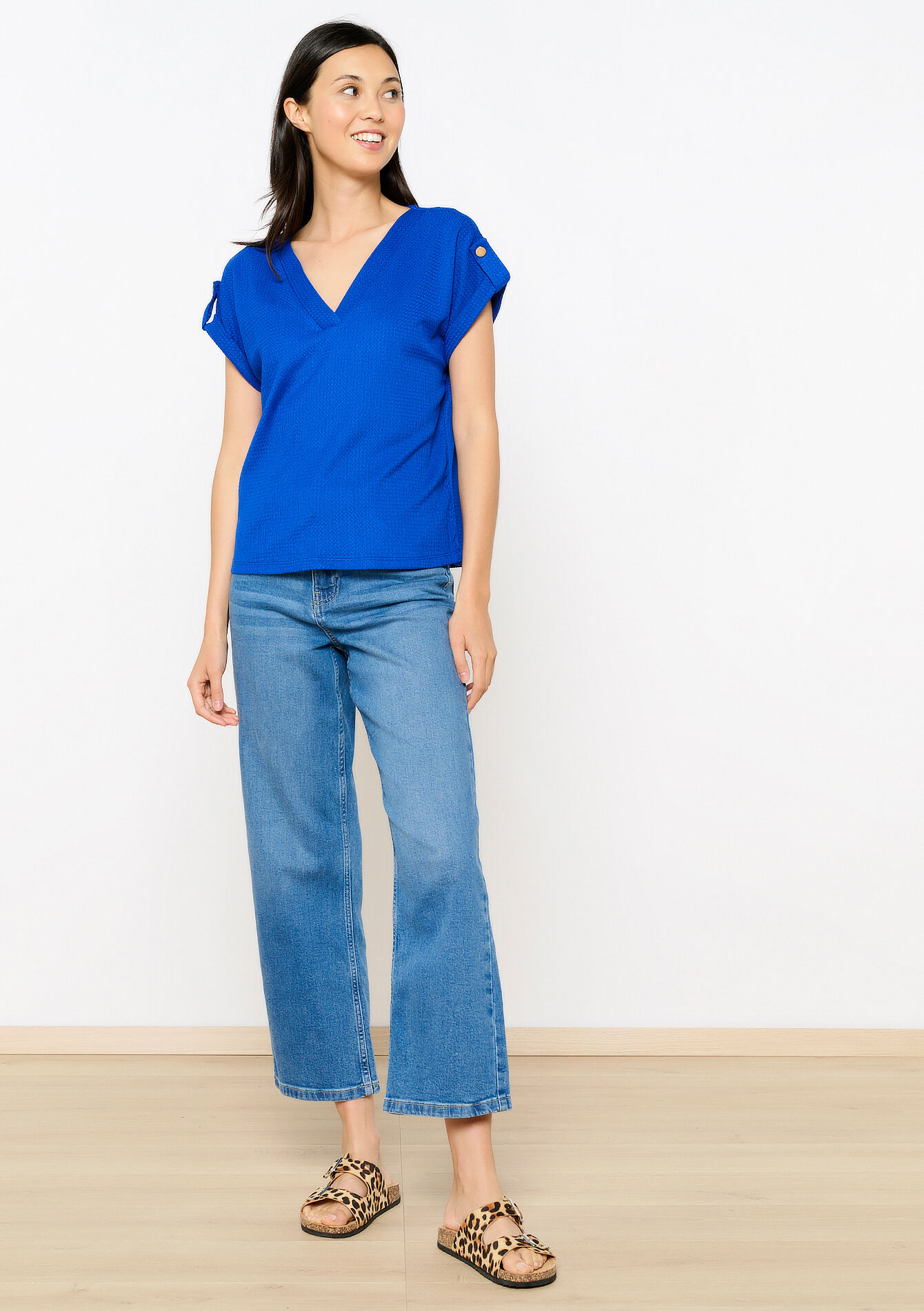 Blouse en tissu crêpé, Blouse en tissu crêpé - ELECTRIC BLUE - 02301648_1619