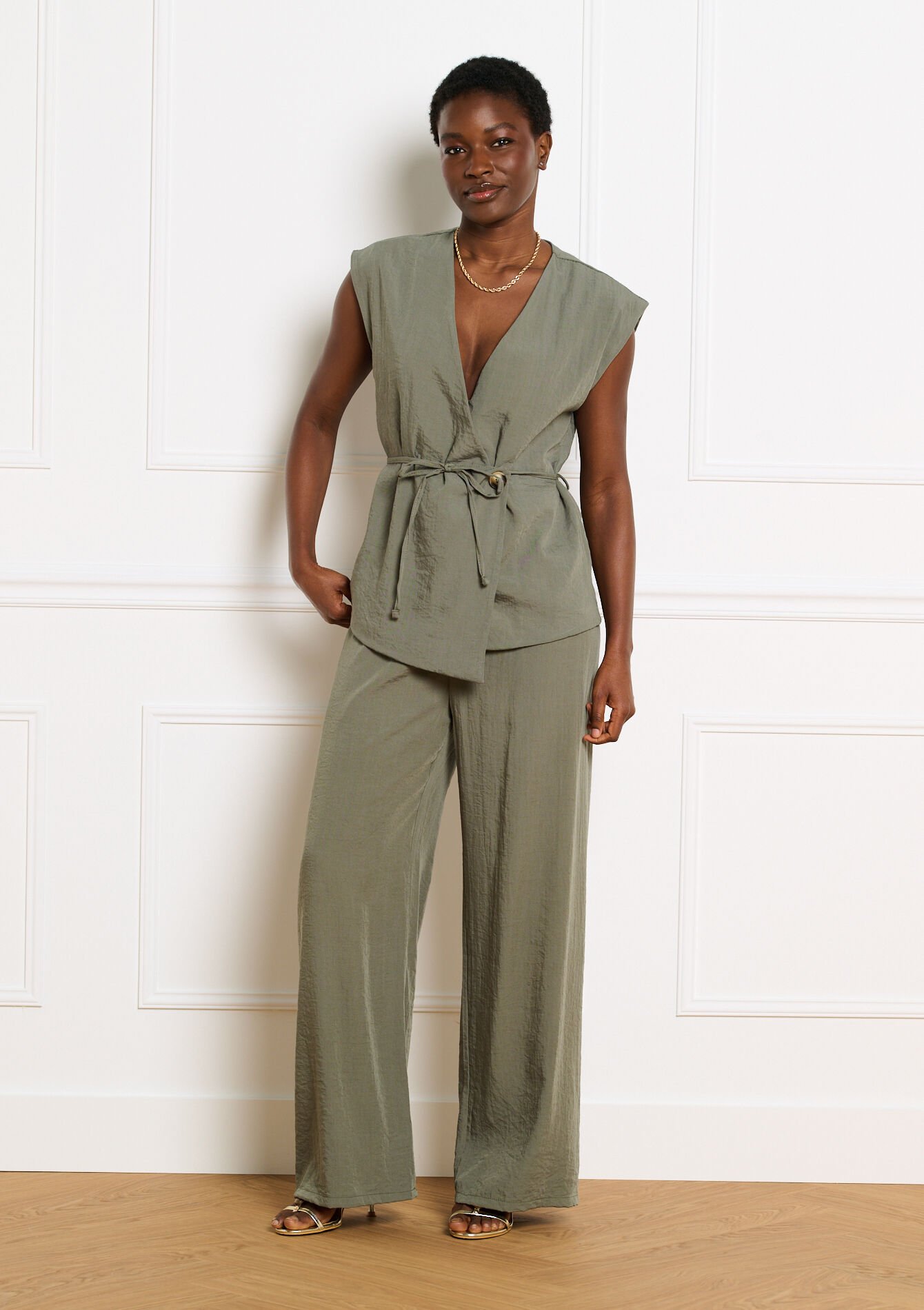 Pantalon fluide ample - KHAKI MED - 06601145_4327