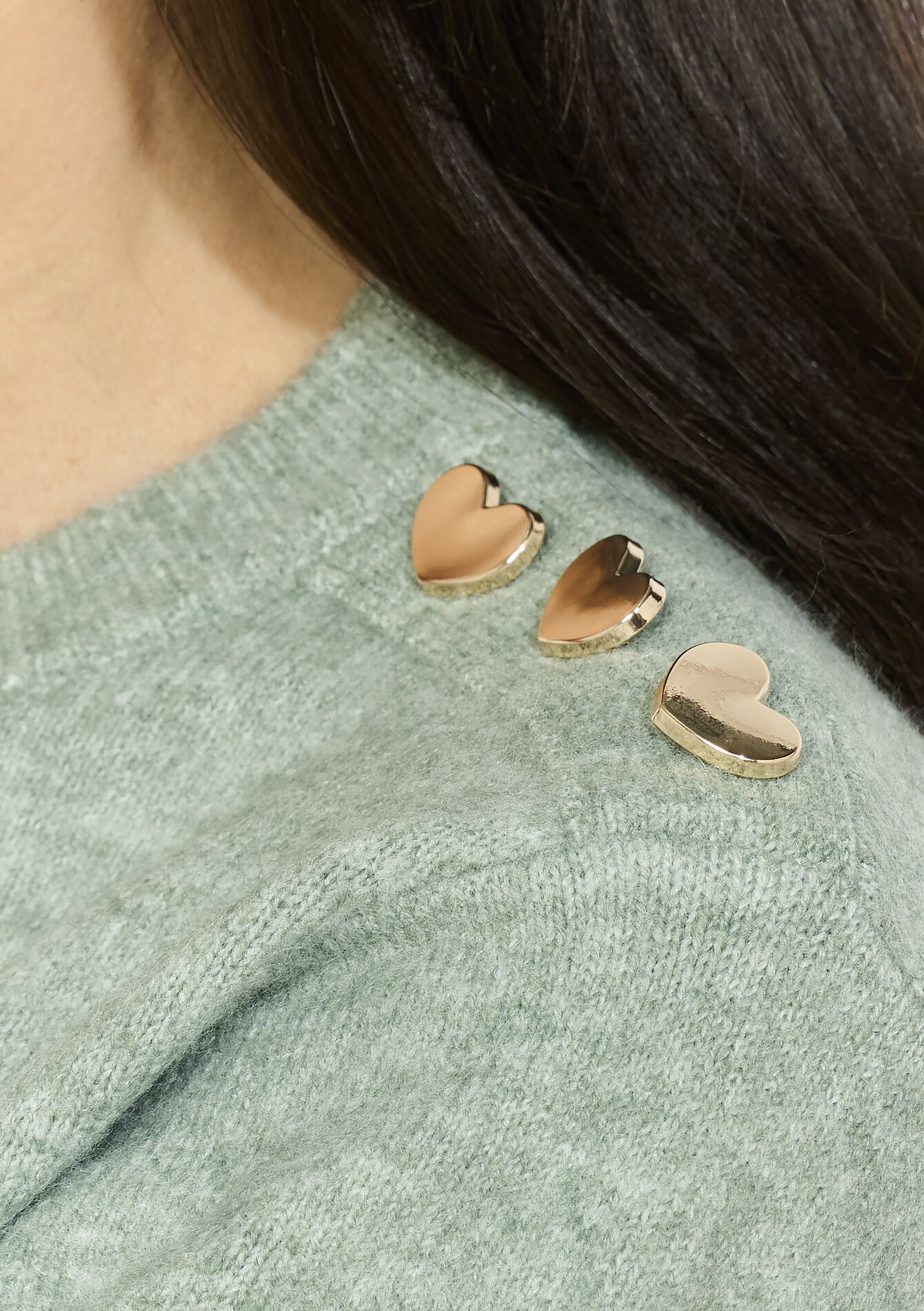 Robe pull à boutons coeur, Robe pull à boutons coeur - MINT GREEN - 08104033_1723