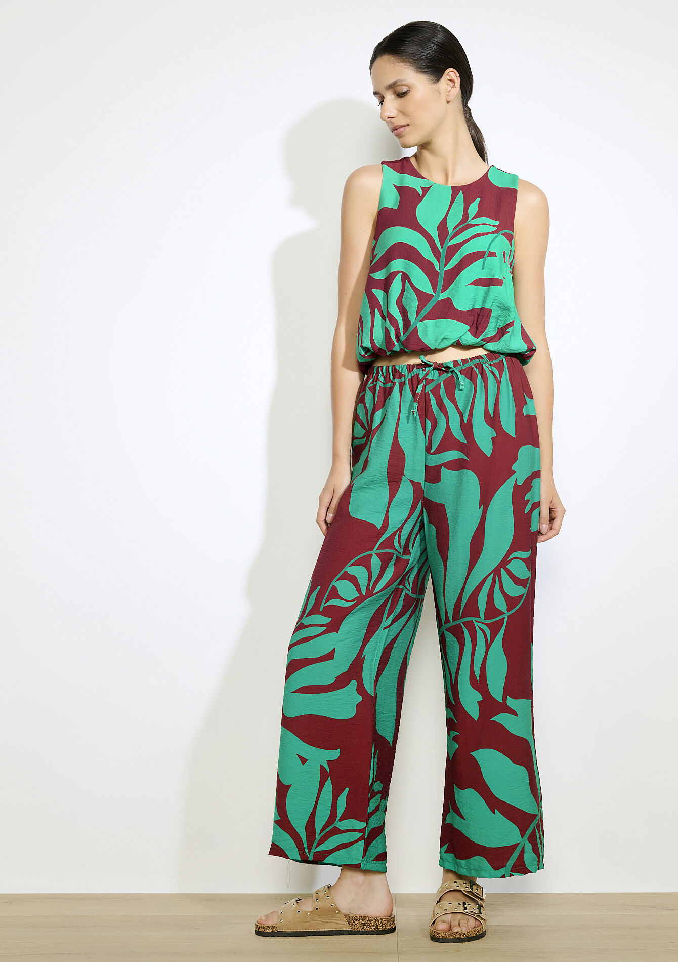 Printed wide-leg trousers, Printed wide-leg trousers, , detail_model