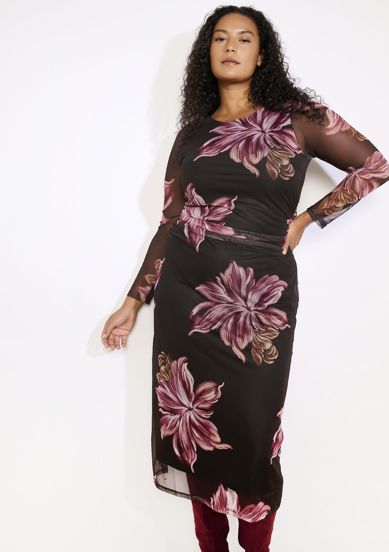 Robe bodycon à fleurs, Robe bodycon à fleurs - BLACK - 08104396_1119