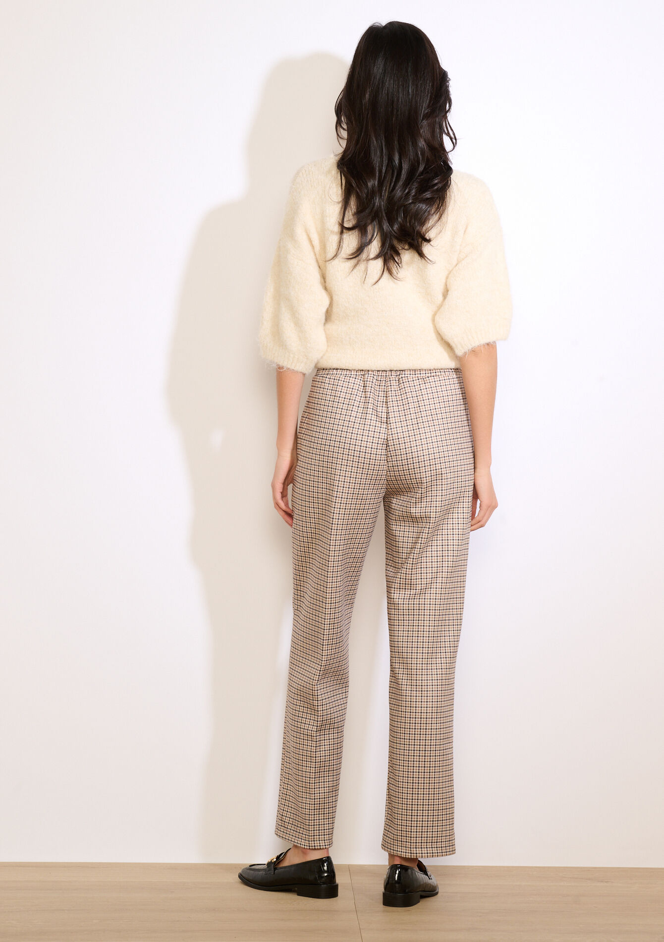 Geruite rechte broek, Geruite rechte broek - LT BEIGE - 06601071_2527