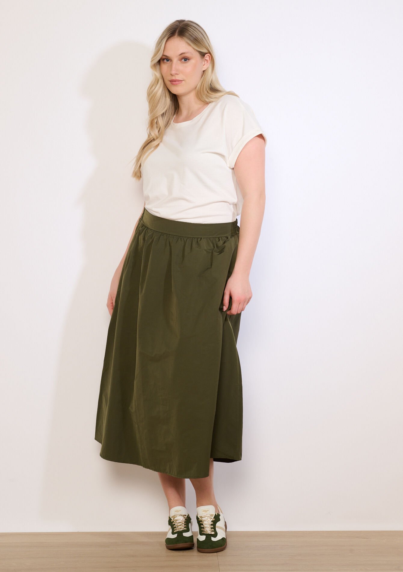 Jupe longue taille froncée - KHAKI DARKY - 07101488_4208