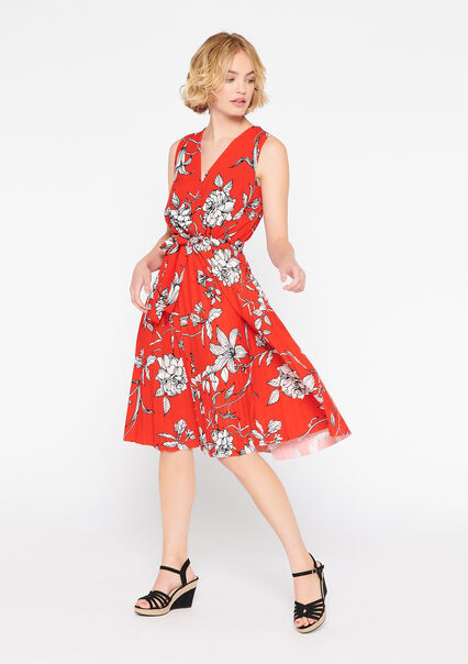 Midi jurk met bloemenprint - POPPY RED - 08102294_1400