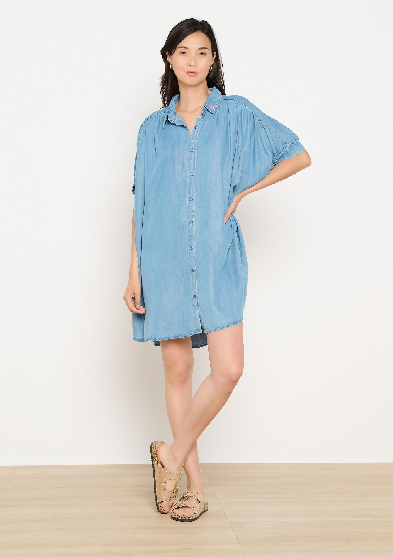 Korte tencel hemdjurk, , detail_model