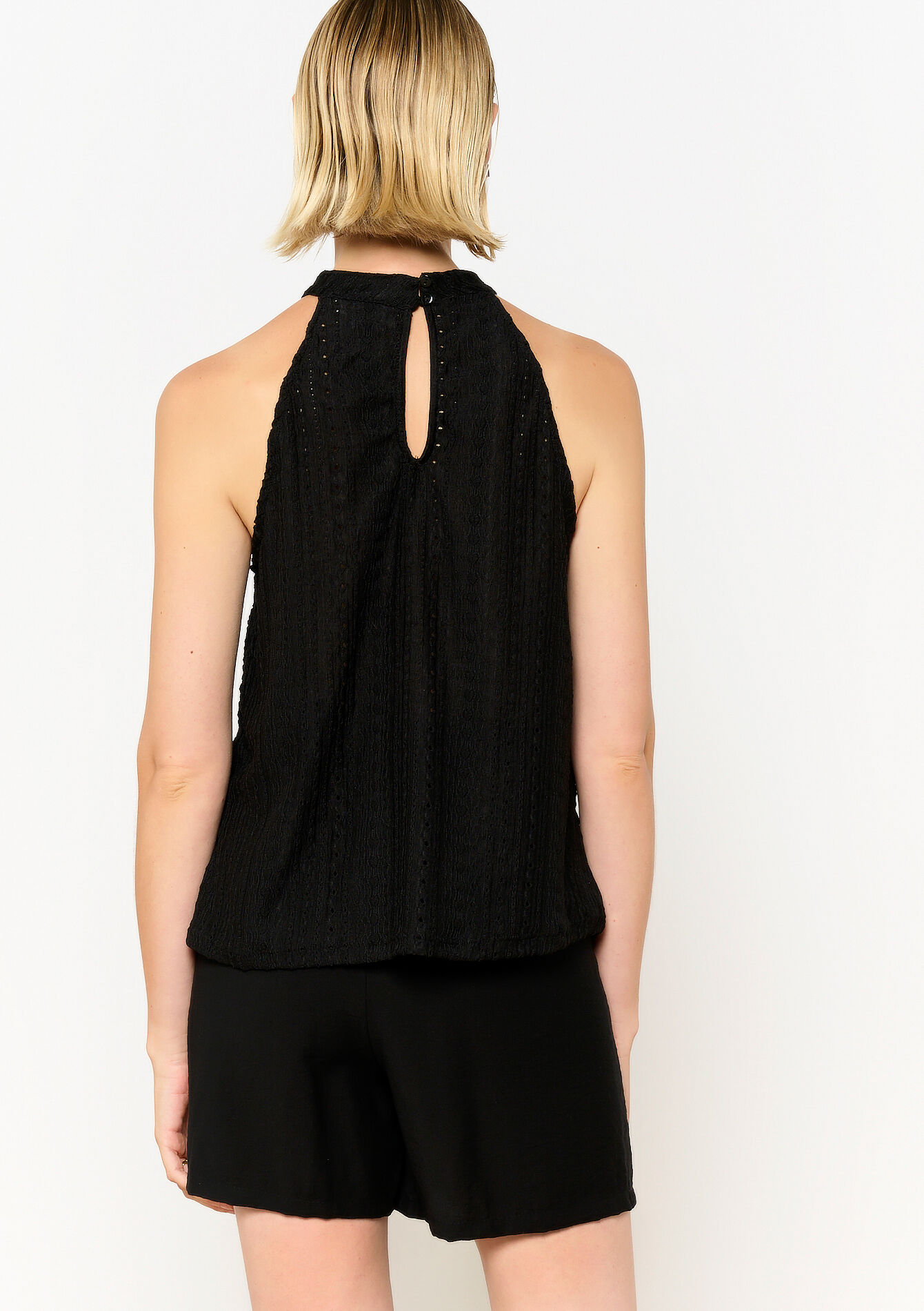 Haltertop met borduursel, Haltertop met borduursel - BLACK - 02200428_1119