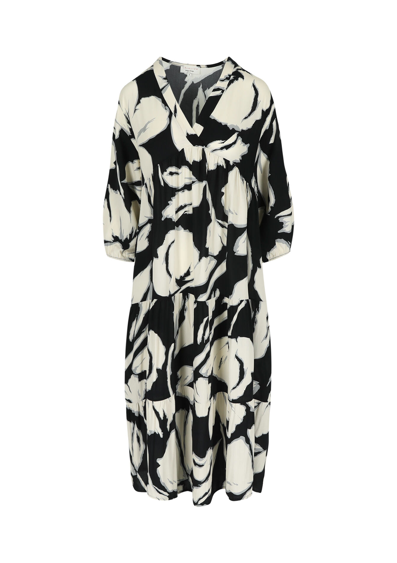 Oversized dress with flowers, Oversized dress with flowers - BLACK - 08602314_1119