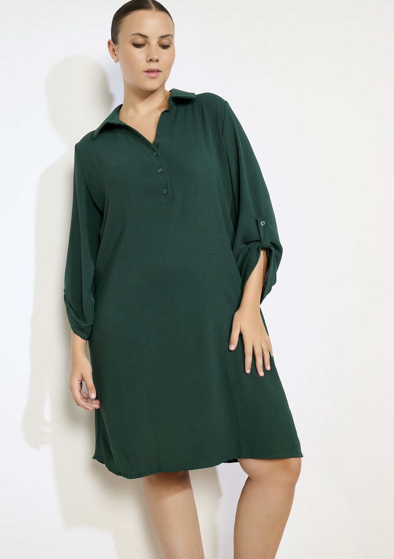 Polojurk met knopen - BOTTLE GREEN - 08104271_1778