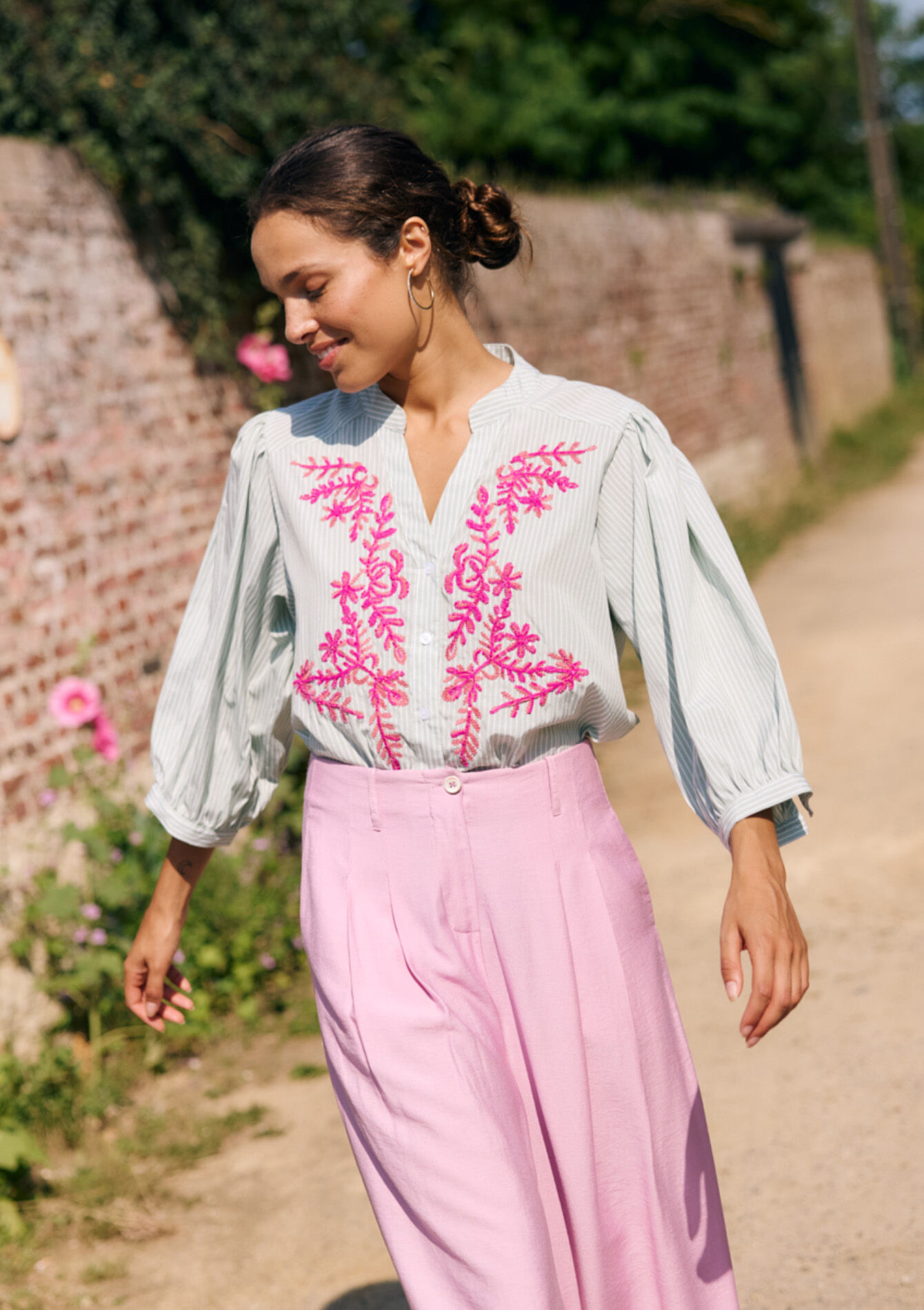 Embroidered shirt, Embroidered shirt - MINT GREEN - 05702913_1723