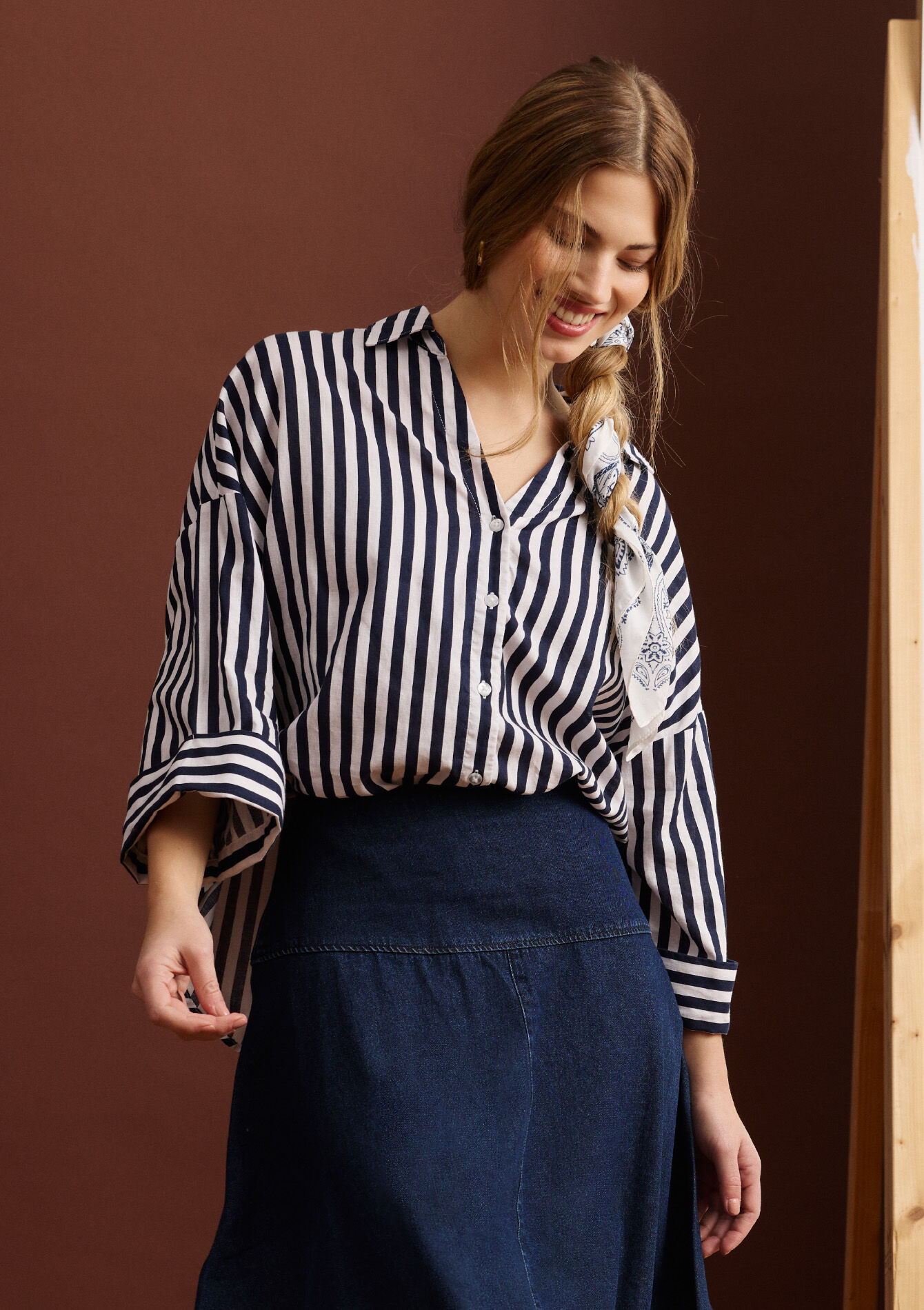 Losvallend gestreept hemd, Losvallend gestreept hemd, , hi-res