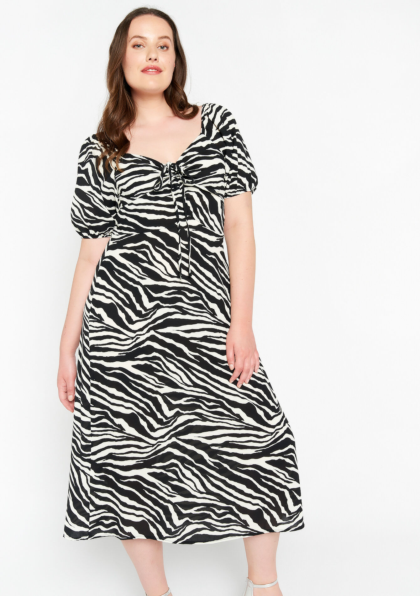 Robe longue à imprimé zébré, Robe longue à imprimé zébré - BLACK - 08602031_1119