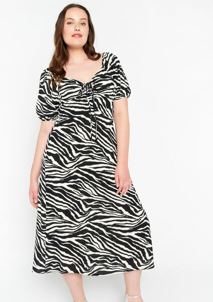 Maxi dress with zebra print - BLACK - 08602031_1119