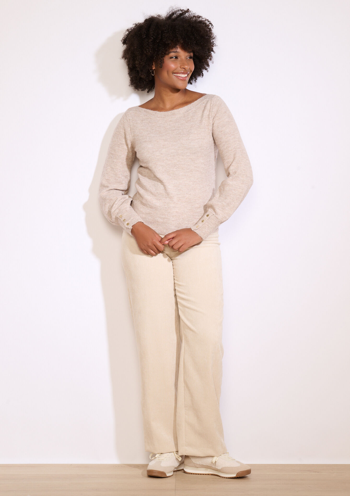 Trui met knopen op mouw, Trui met knopen op mouw - BEIGE CHINE - 04006915_4025