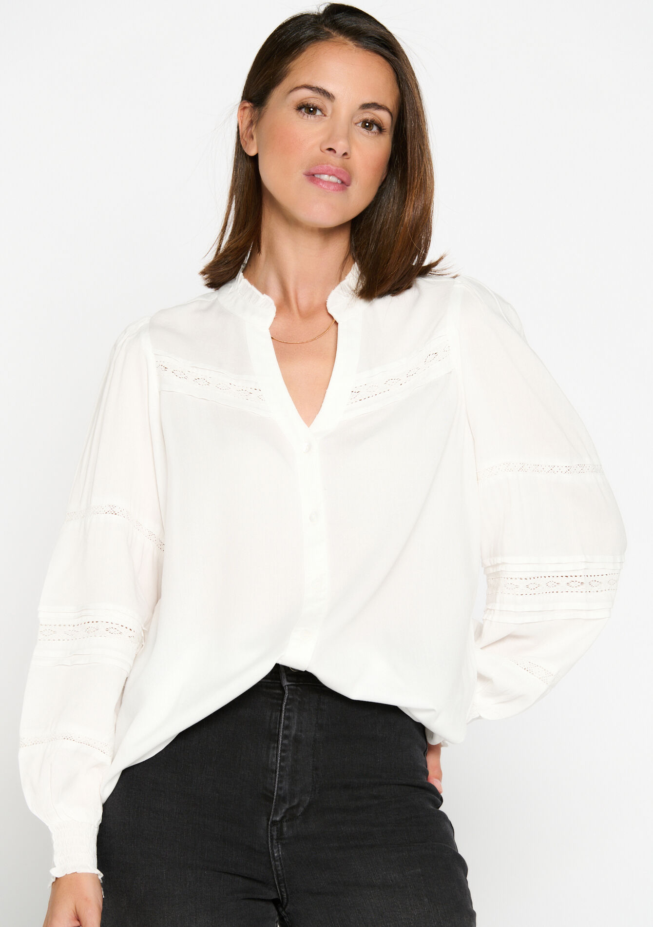 Blouse met kant, Blouse met kant - OPTICAL WHITE - 05702249_1019