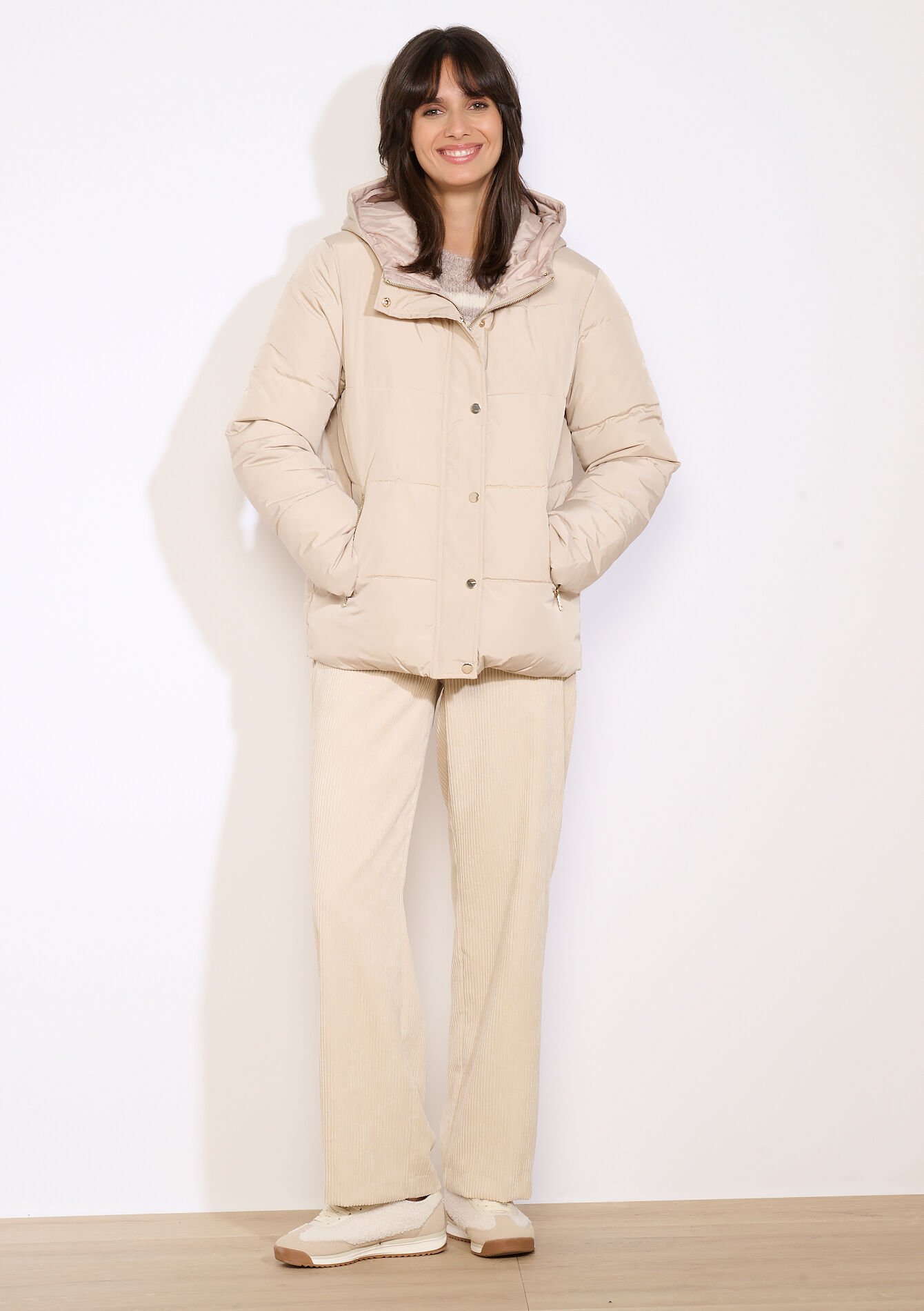 Doudoune courte matelassée, Doudoune courte matelassée - TAUPE - 23000736_1021