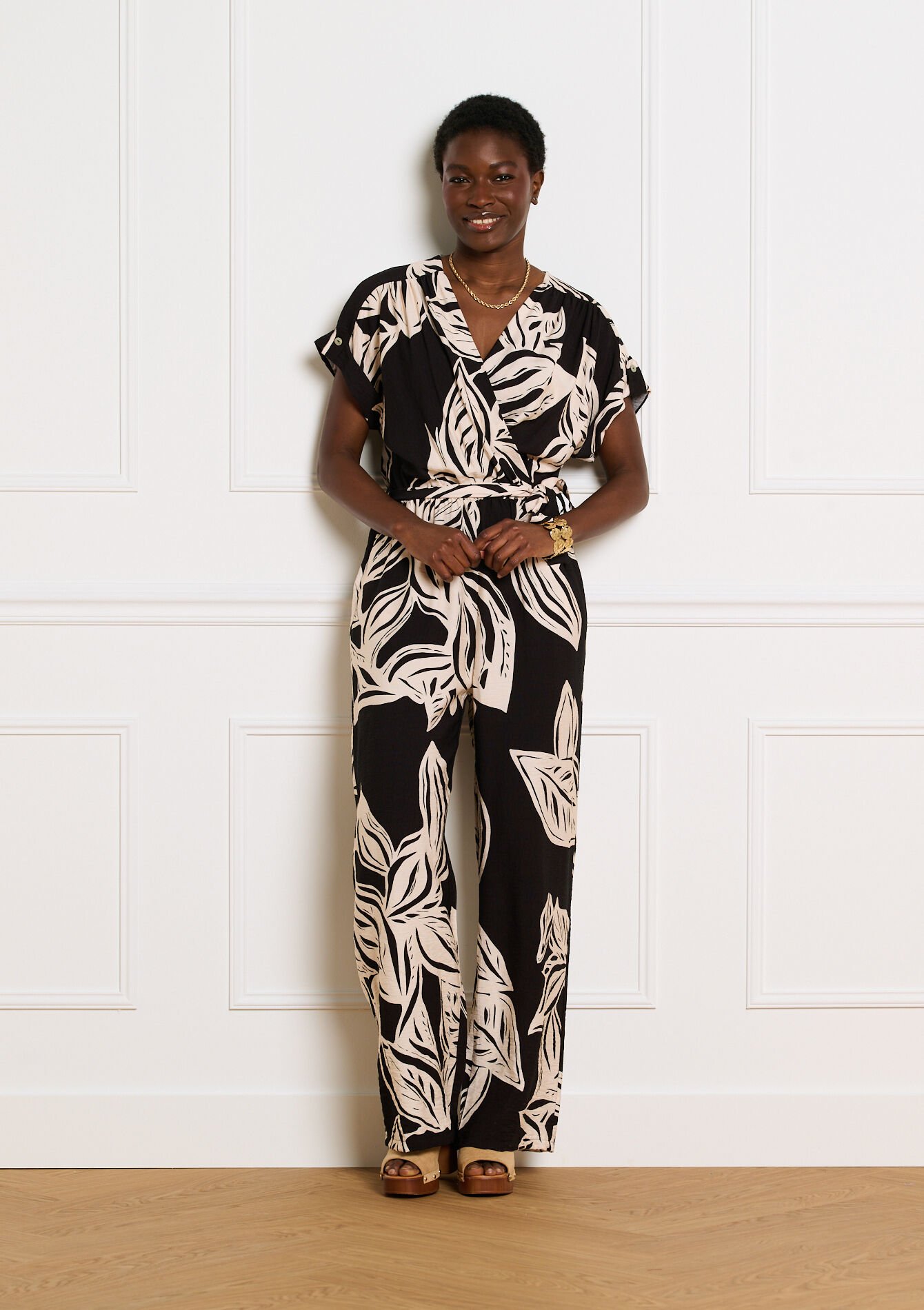 Soepele jumpsuit met print - BLACK - 06004744_1119