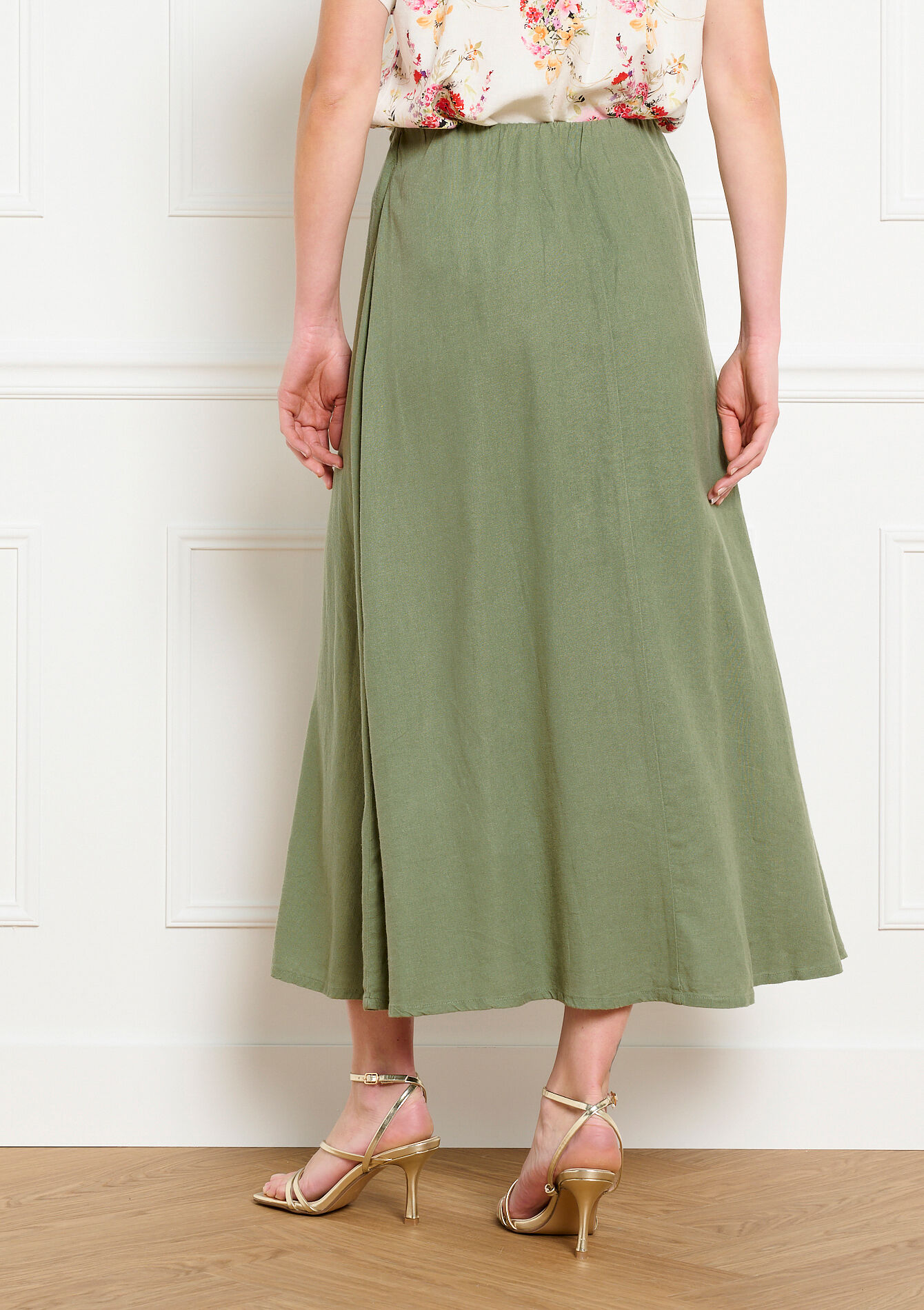 Midi rok met volume, Midi rok met volume - KHAKI MED - 07101429_4327