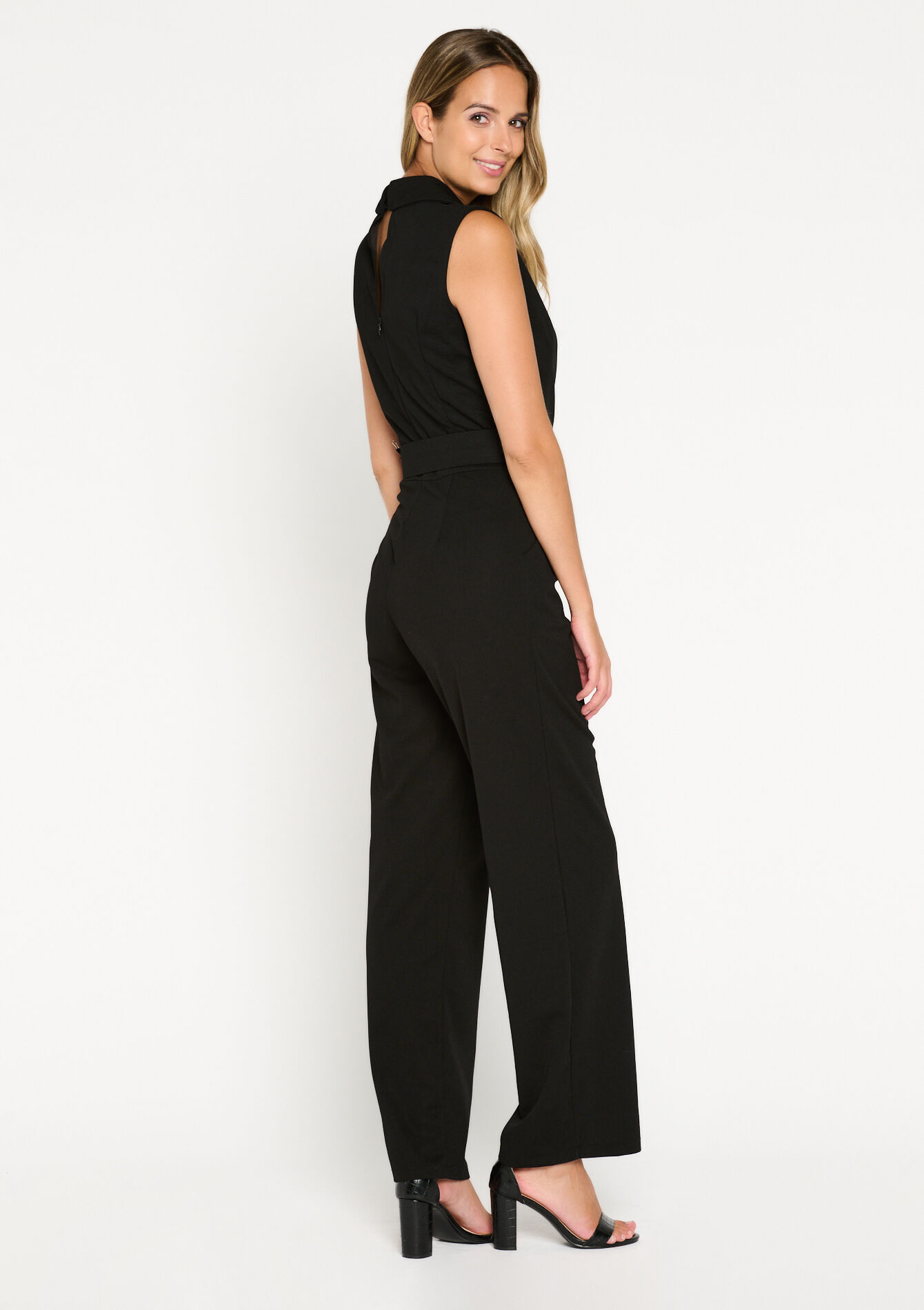 Jumpsuit with large collar - BLACK - 06004443_1119