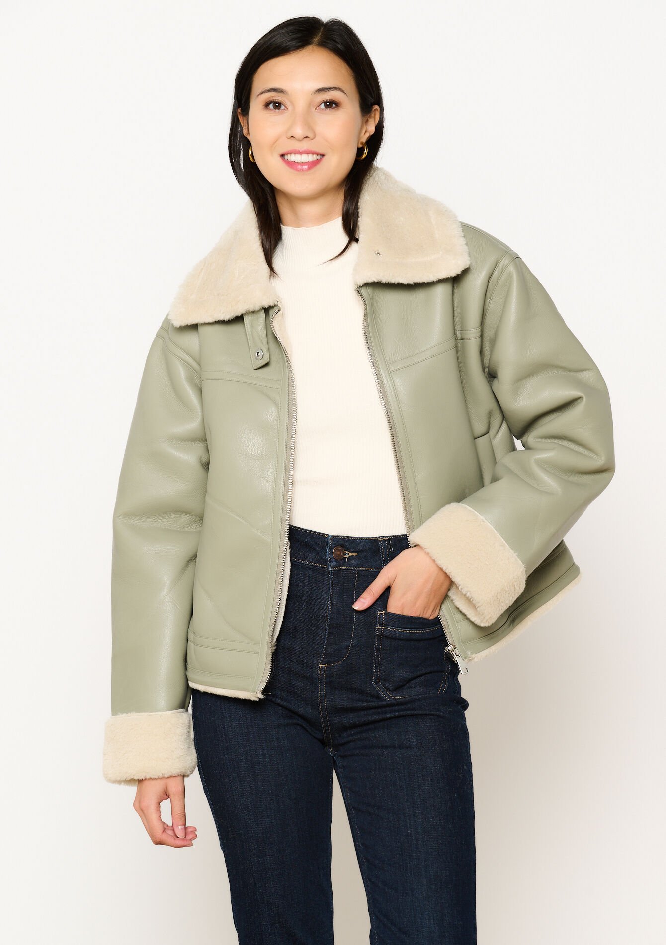 Jas met sherpa details, Jas met sherpa details - KHAKI MINT - 23000683_2542
