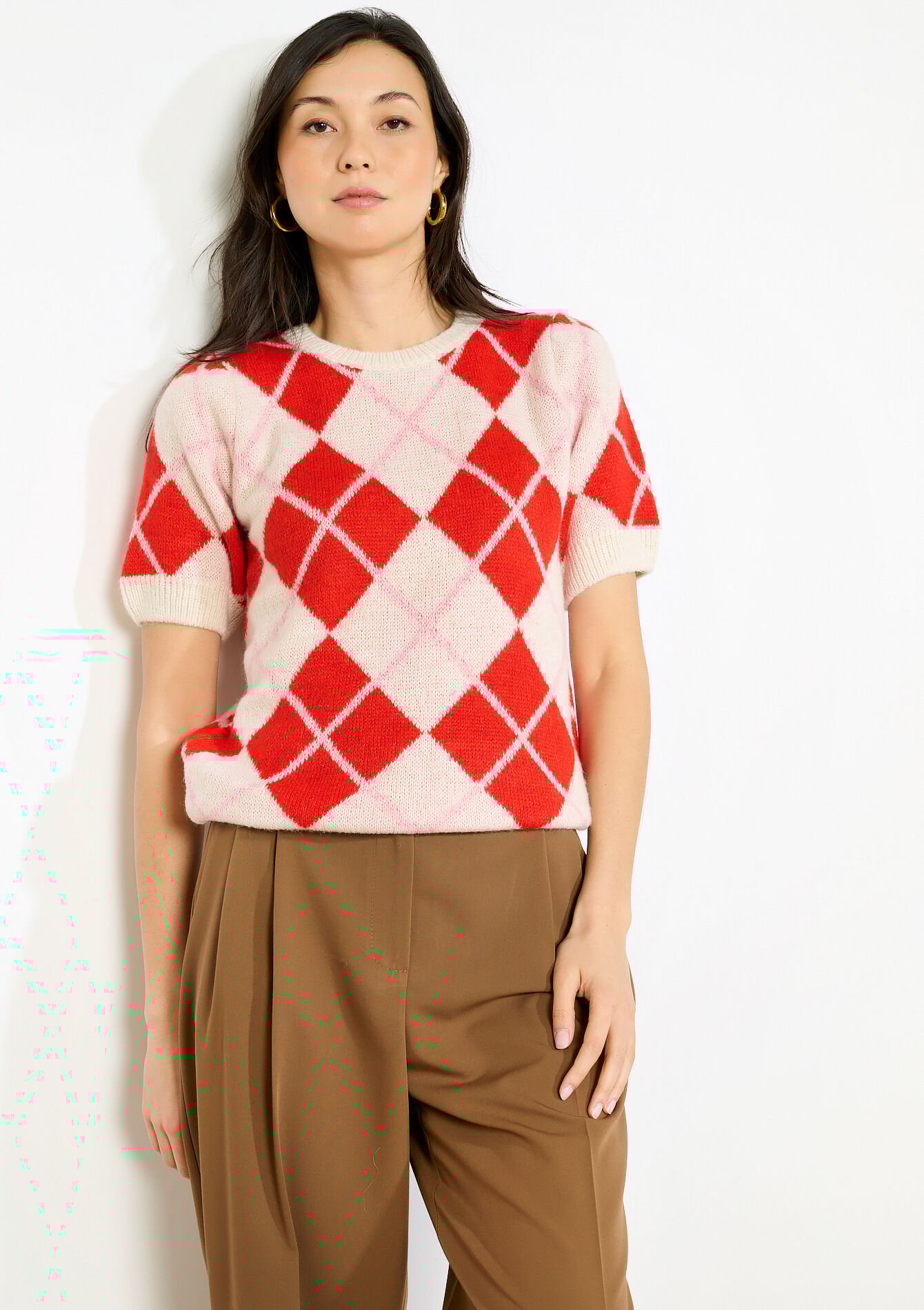 Pull à losanges doux - RED PAPRIKA - 04007200_1293