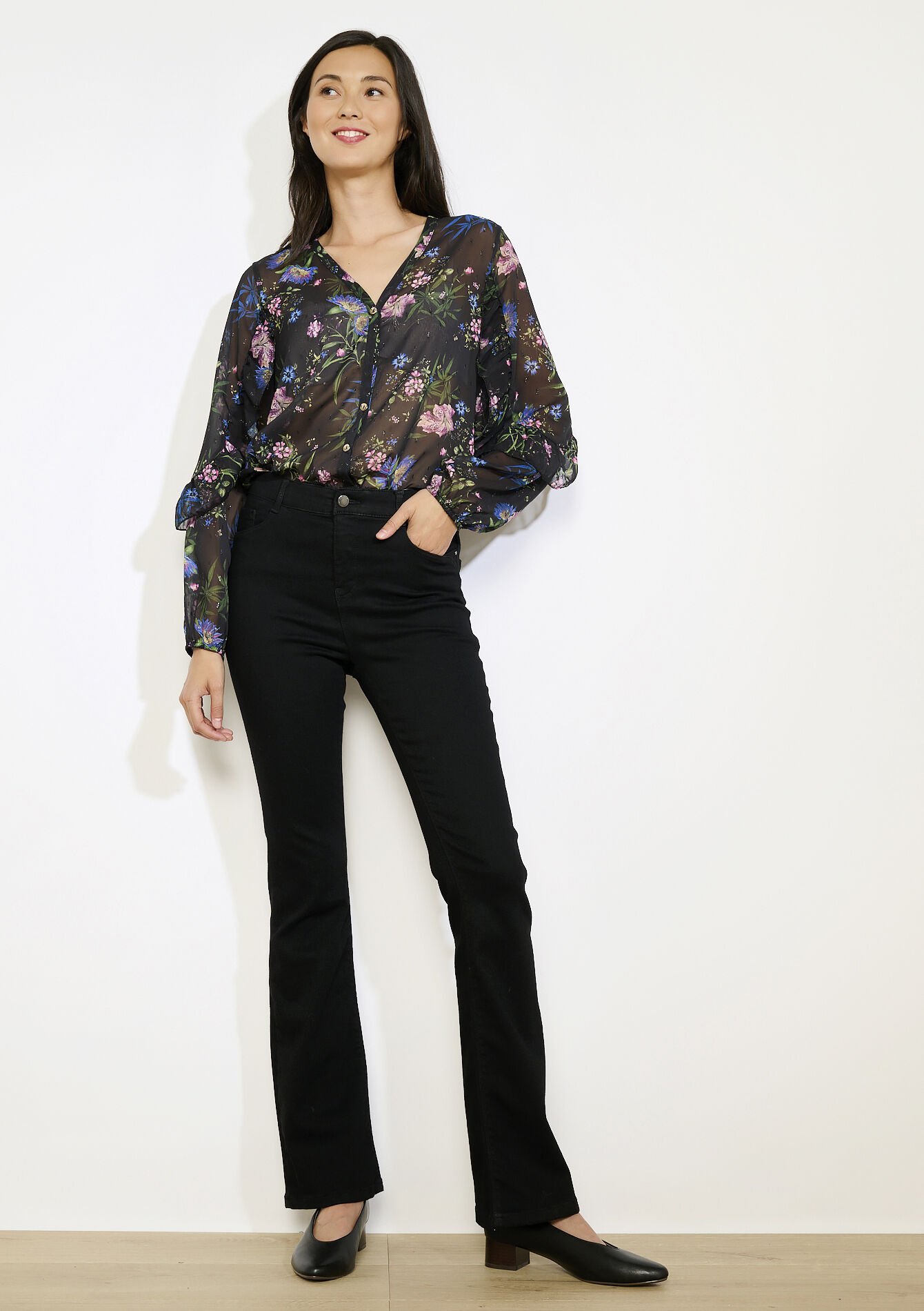 Jean bootcut taille haute multi-tailles, Jean bootcut taille haute multi-tailles, , back