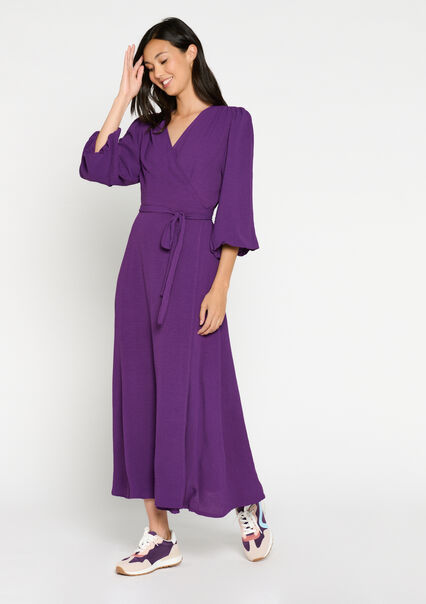 Maxi dress with puff sleeves - PURPLE - 08602177_5902